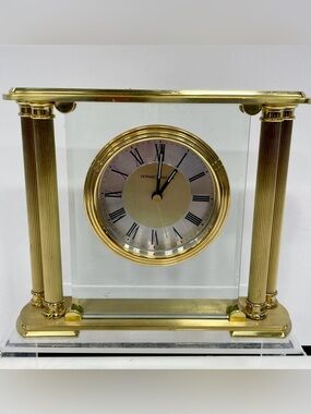 Howard Miller Gold Glass Desk Clock - Roman Numerals